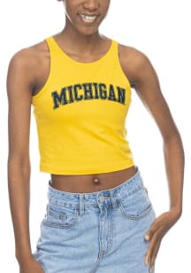 Michigan Wolverines Womens Gold First Down Tank Top