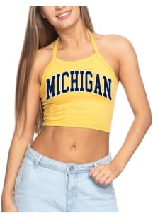 Michigan Wolverines Womens Gold Halter Tank Top