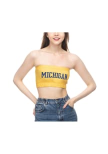 Michigan Wolverines Womens Gold Wordmark Tank Top