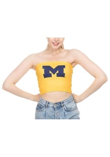 Michigan Wolverines Womens Gold Logo Tube Tank Top