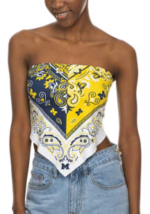 Michigan Wolverines Womens Navy Blue Tie Tank Top