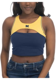 Michigan Wolverines Womens Navy Blue Peek-A-Boo Tank Top