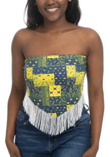 Michigan Wolverines Womens Navy Blue Bandana Fringe Tank Top