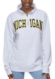 Michigan Wolverines Womens Ash Sport Qtr Zip