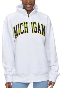 Michigan Wolverines Womens White Sport Qtr Zip
