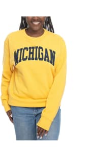 Michigan Wolverines Womens Gold Sport Design Crew Sweatshirt