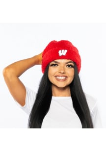 Wisconsin Badgers Red Sherpa Womens Knit Hat