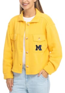 Michigan Wolverines Womens Gold Logo Fleece Light Weight Jacket
