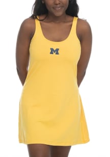Michigan Wolverines Womens Gold Sport Short Sleeve Dress
