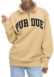 Purdue Boilermakers Womens Tan Sport Fleece Qtr Zip