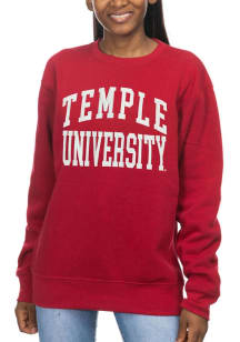 Temple Owls Womens Crimson Sport Fleece Crew Sweatshirt