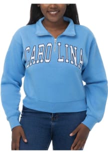 North Carolina Tar Heels Womens Light Blue Cropped Sport Fleece Qtr Zip