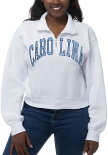 North Carolina Tar Heels Womens White Cropped Sport Fleece Qtr Zip