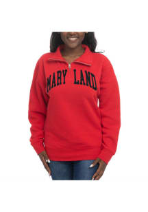 Maryland Terrapins Womens Red Sport Fleece Qtr Zip