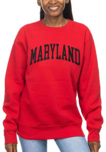 Maryland Terrapins Womens Red Sport Fleece Crew Sweatshirt