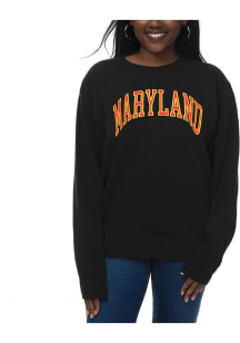 Maryland Terrapins Womens Black Sport Fleece Crew Sweatshirt