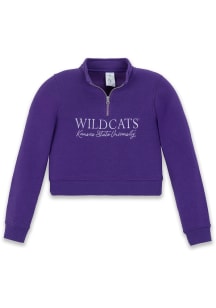 K-State Wildcats Girls Purple Crop LS Tops Qtr Zip