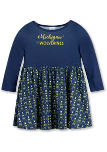 Michigan Wolverines Toddler Blue Heart Long Sleeve Dress
