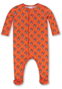 Oklahoma State Cowboys Baby Orange Magnetic Allover Print Loungewear One Piece Pajamas