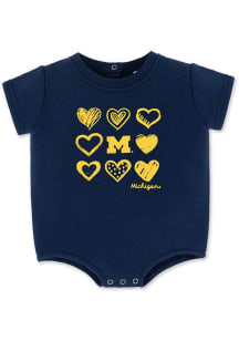 Michigan Wolverines Baby Blue Fleece Bubble Short Sleeve One Piece