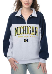 Michigan Wolverines Womens Ash Huddle Qtr Zip
