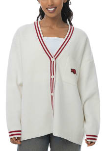 Arkansas Razorbacks Womens White Victory Long Sleeve Cardigan