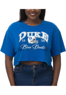 Duke Blue Devils Womens Blue Boxy Crop Short Sleeve T-Shirt