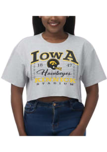 Iowa Hawkeyes Womens Ash Boxy Crop Short Sleeve T-Shirt