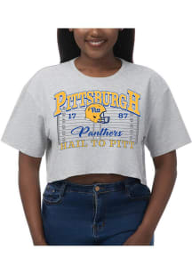 Pitt Panthers Womens Ash Boxy Crop Short Sleeve T-Shirt