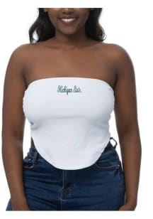 Michigan State Spartans Womens White Ruched Tank Top