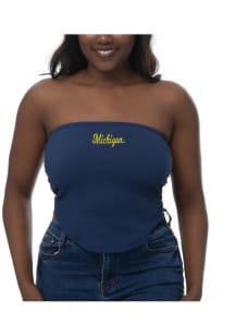 Michigan Wolverines Womens Blue Ruched Tank Top