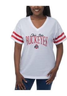 Ohio State Buckeyes Womens Subtle Fashion Football Jersey - White