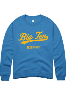 Rally Big Ten Mens Blue Script Long Sleeve Crew Sweatshirt