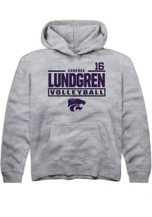 Cadence Lundgren Rally K-State Wildcats Youth NIL Stacked Box Long Sleeve Player Hoodie Grey