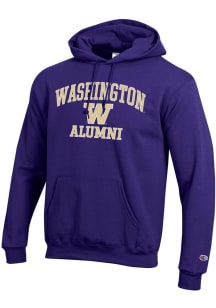 Champion Washington Huskies Mens Purple Logo Alumni Powerblend Long Sleeve Hoodie
