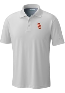 Columbia USC Trojans Mens White Heat Seal Low Drag Offshore Short Sleeve Polo