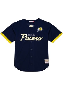 Mitchell and Ness Indiana Pacers Mens Navy Blue Head Coach Baseball Jersey