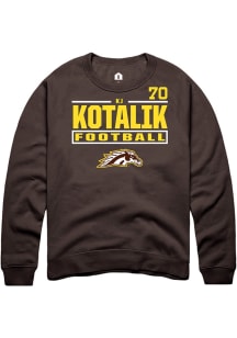 KJ Kotalik Western Michigan Broncos Mens Brown Football NIL Stacked Box Player Crew