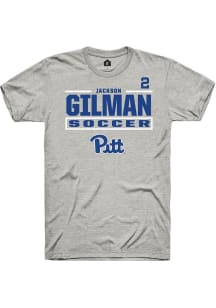 Jackson Gilman Pitt Panthers Ash NIL Stacked Box Short Sleeve Player T Shirt