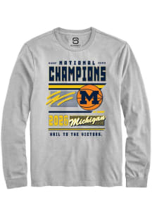 Summit Sportswear Michigan Wolverines Ash MBB National Champs 2026 Magazine Long Sleeve T Shirt