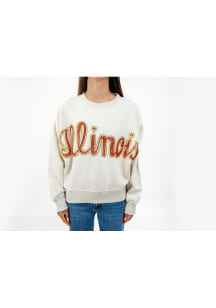 Illinois Fighting Illini Womens Grey Slouchy Drop Shoulder Crew Sweatshirt