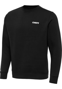 Antigua Kansas City Chiefs Mens Black Wordmark Victory Long Sleeve Crew Sweatshirt