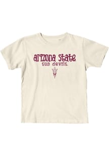 Blue 84 Arizona State Sun Devils Girls Ivory Cute Script Short Sleeve Tee
