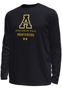 Under Armour Appalachian State Mountaineers Black Stacked Logo Tech Stretch Long Sleeve T-Shirt