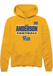 JuJu Anderson Pitt Panthers Mens Gold Football NIL Stacked Box Player Hood