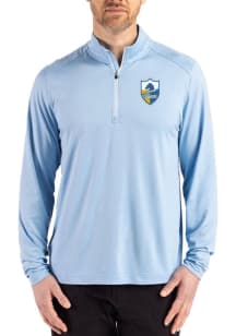 Cutter and Buck Los Angeles Chargers Mens Light Blue Historic Coastline Long Sleeve Qtr Zip Pullov..