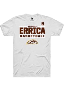 Nicholas Errica Western Michigan Broncos White NIL Stacked Box Short Sleeve Player T Shirt