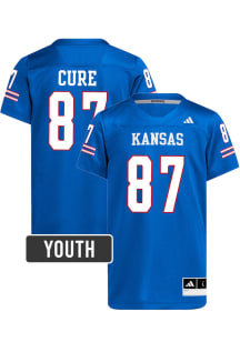 Leyton Cure Kansas Jayhawks Youth Royal Blue Adidas NIL Name And Number Football Jersey