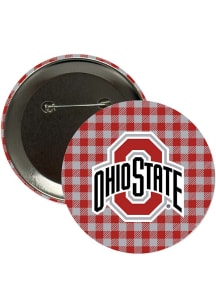 Ohio State Buckeyes 3" Plaid Button - Red