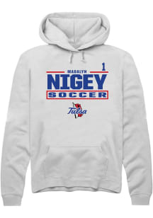 Madalyn Nigey Tulsa Golden Hurricane Mens White NIL Stacked Box Player Hood
